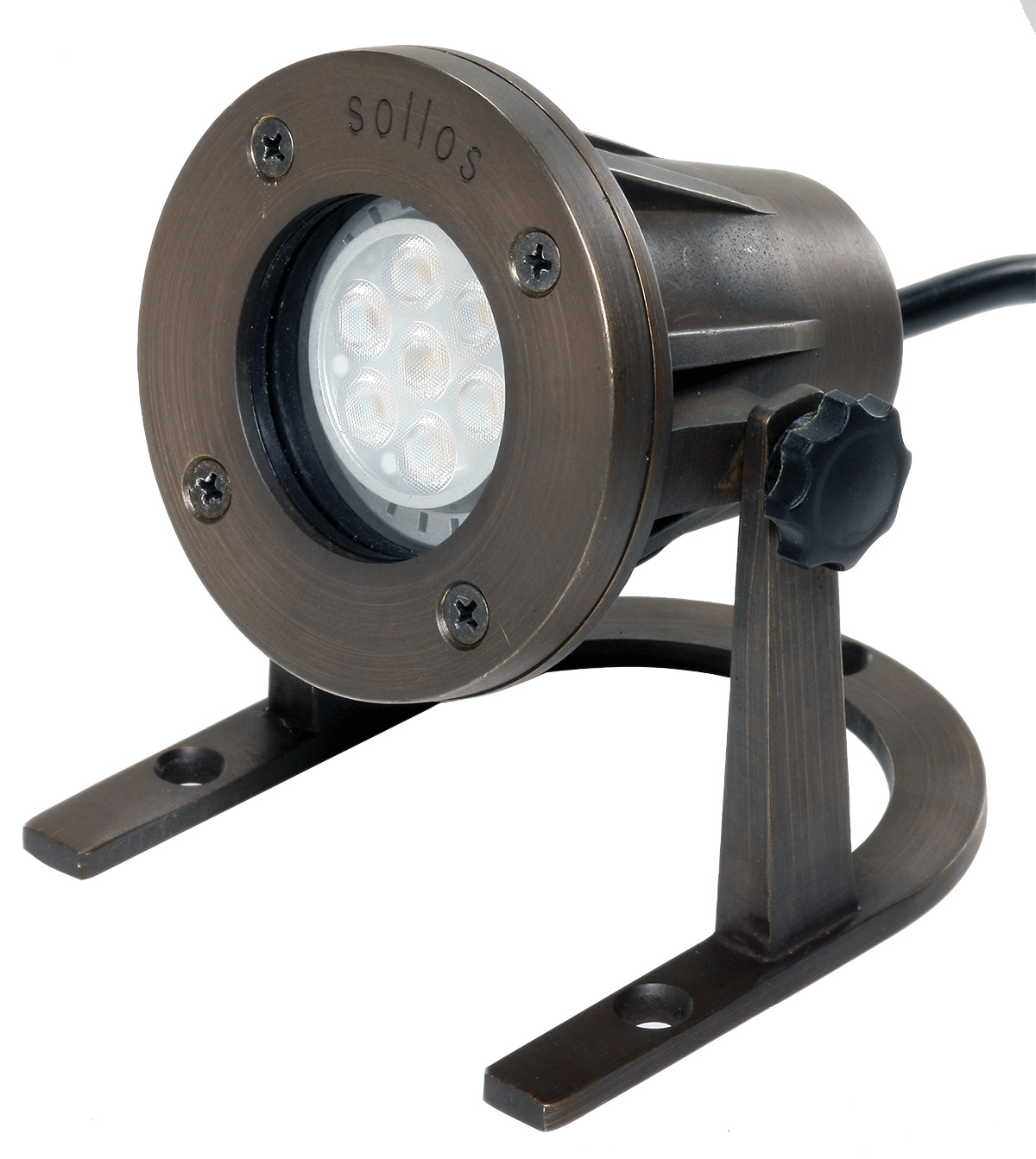 Sollos Underwater Pond and Fountain Light-Antique Brass-20W Equiv-MR16 LED-3000K