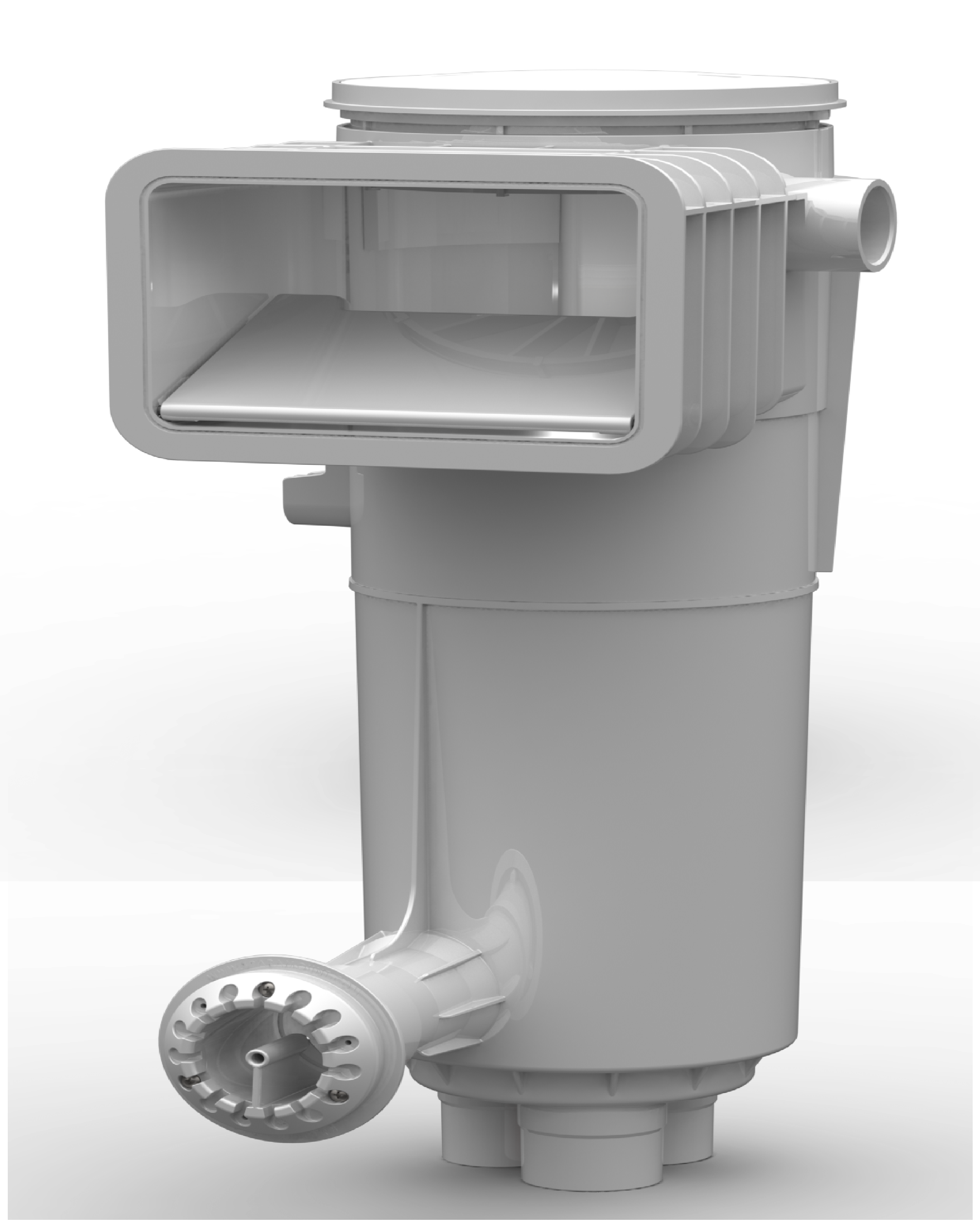 ParaskimV Venturi Skimmer With Deck Ring, Lid & Return Guard Assembly, White Throat w/ White Lid (Vinyl Pools) (Open Line)