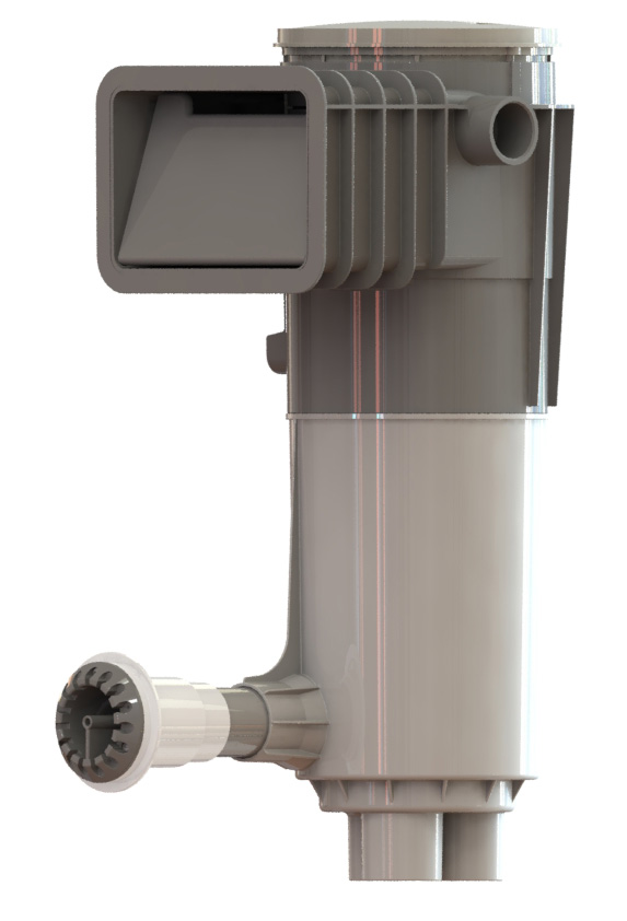 ParaskimV Venturi Skimmer With Deck Ring, Lid & Return Guard Assembly, White Throat w/ Light Gray Lid (Fiberglass Pools) (Open Line)