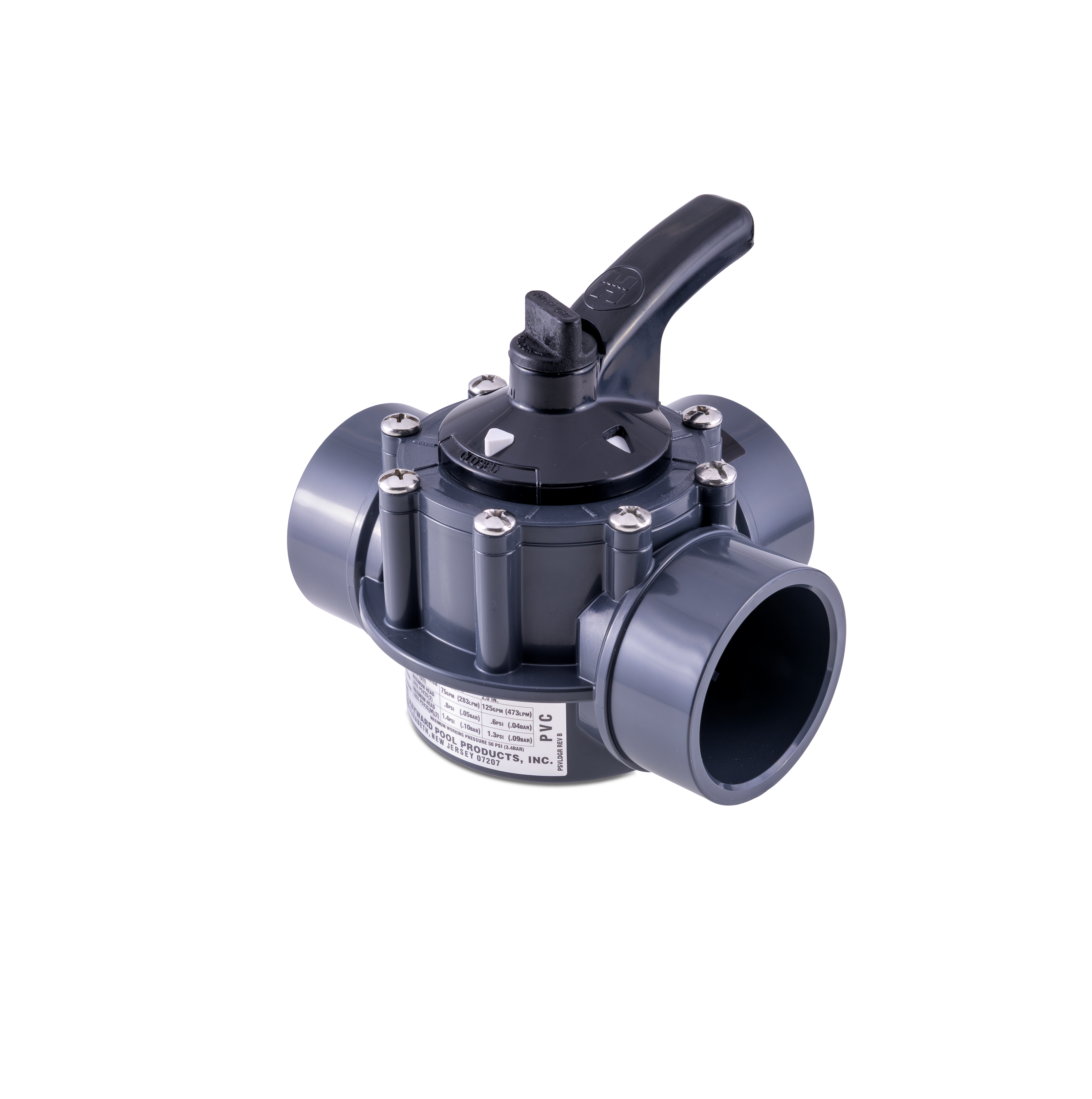 Three Port 1.5" x 2" PVC Diverter Valve (Open Line)