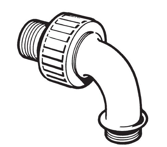 Self-Aligning Double Male End Union End Sweep 90°, short (Open Line)